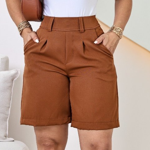 Short Feminino Alfaiataria Social Cintura Alta Te