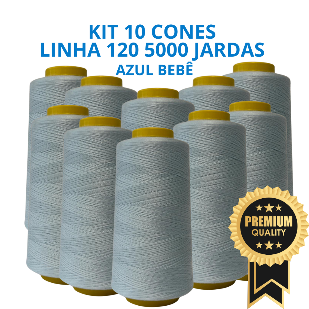 Kit 10 Linhas 120 Para Costura Cor Azul Bebê R