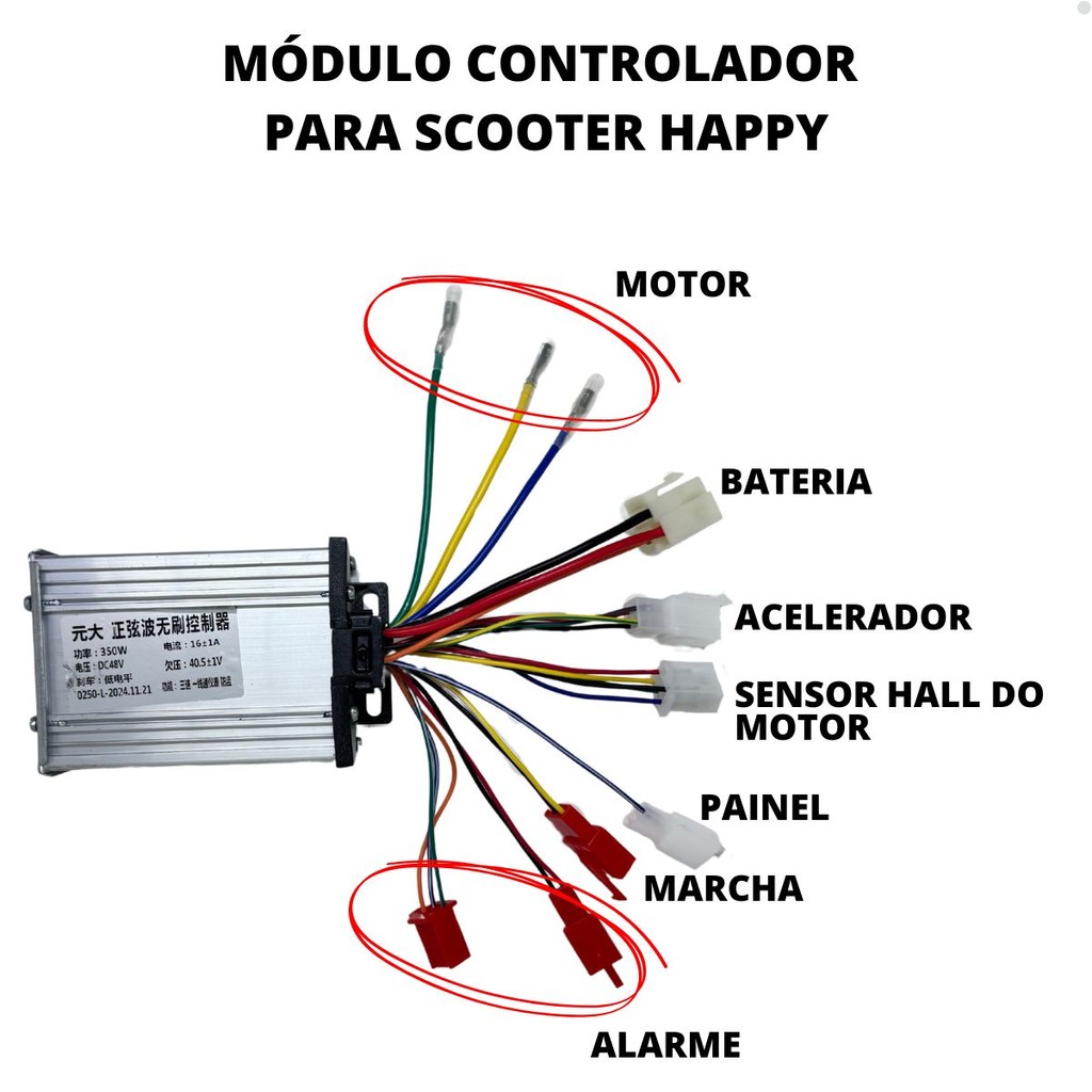 Módulo Controlador Sem Escova Scooter Elétrica H