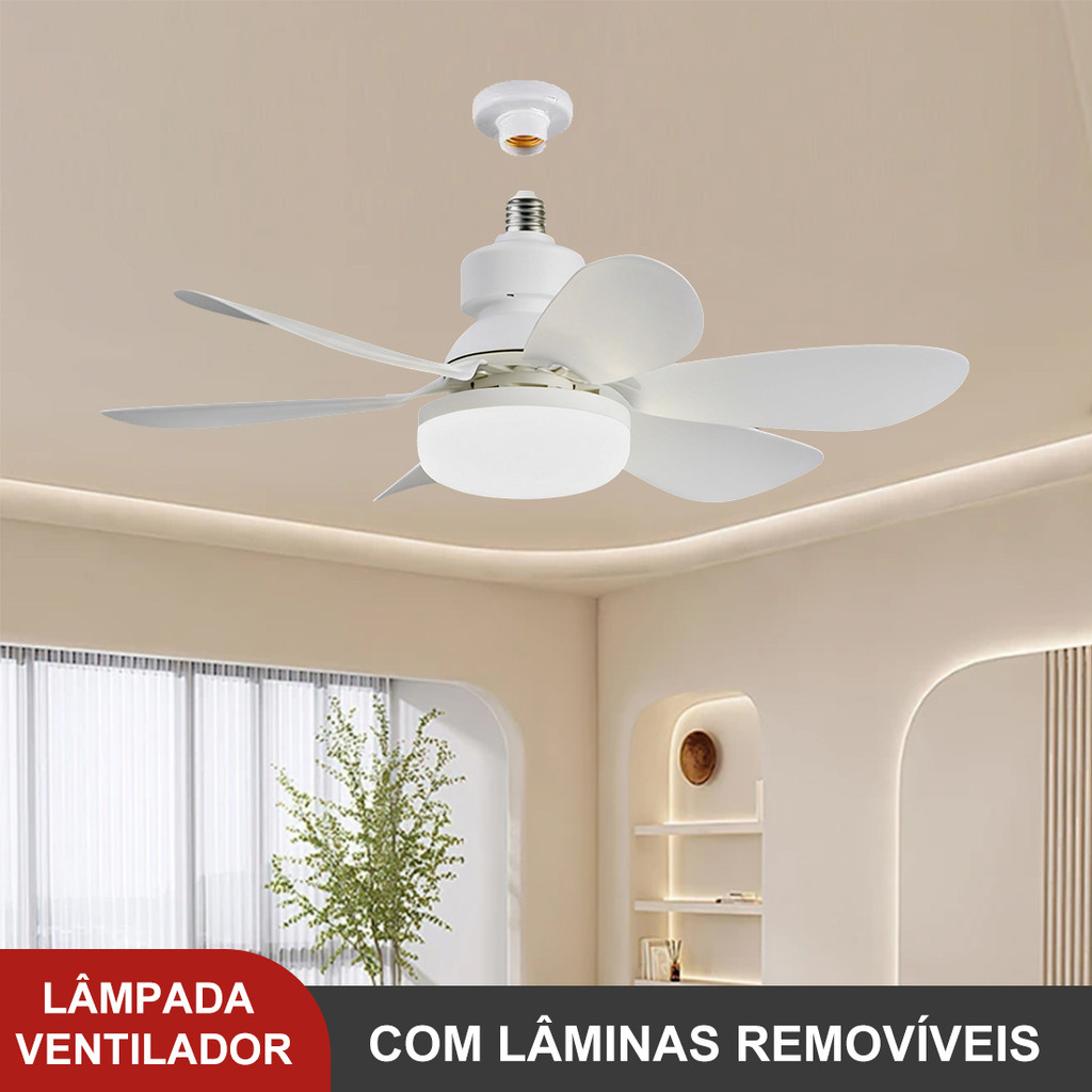 Ventilador Lâmpada De Teto LED 60W 80W Silencioso