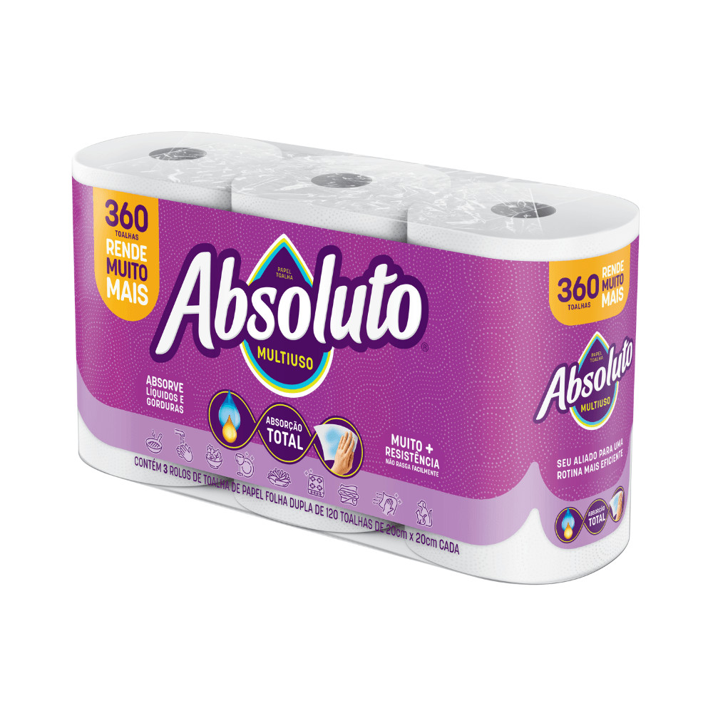 Papel Toalha Absoluto Multiuso 360 Folhas – 