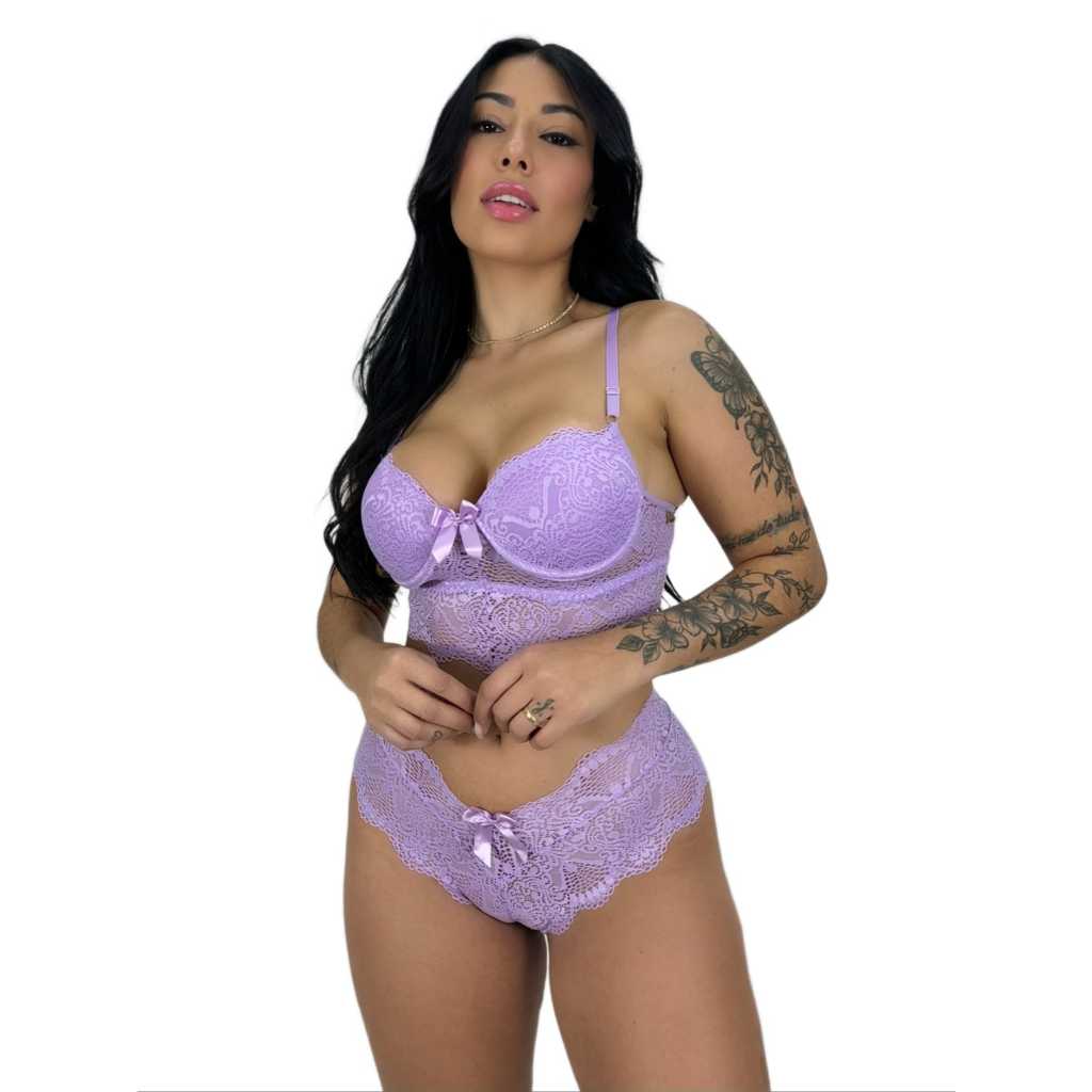 Conjunto lingerie com bojo em renda Kamila