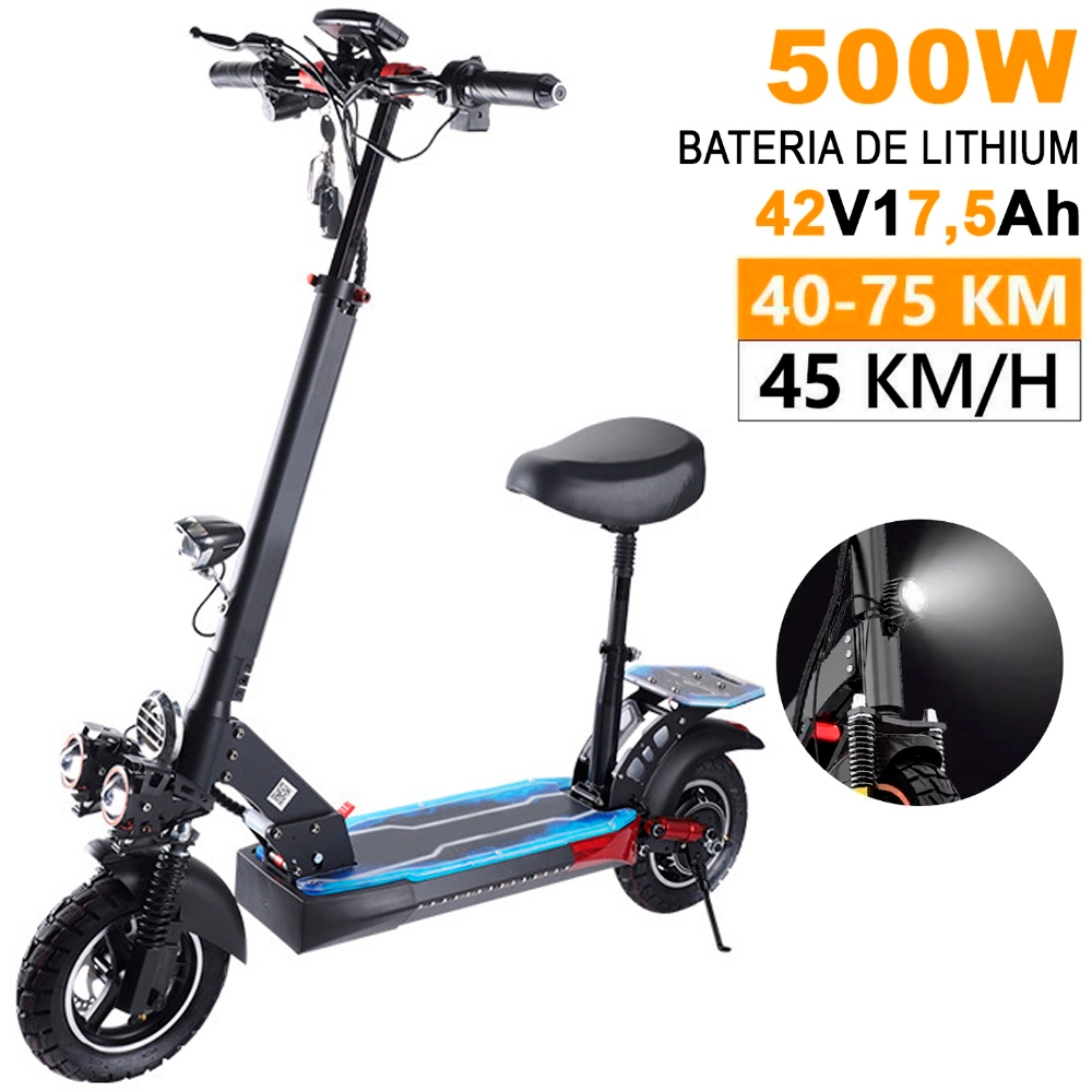 Scooter Moto Eletrica Patinete com Banco 500W Supo