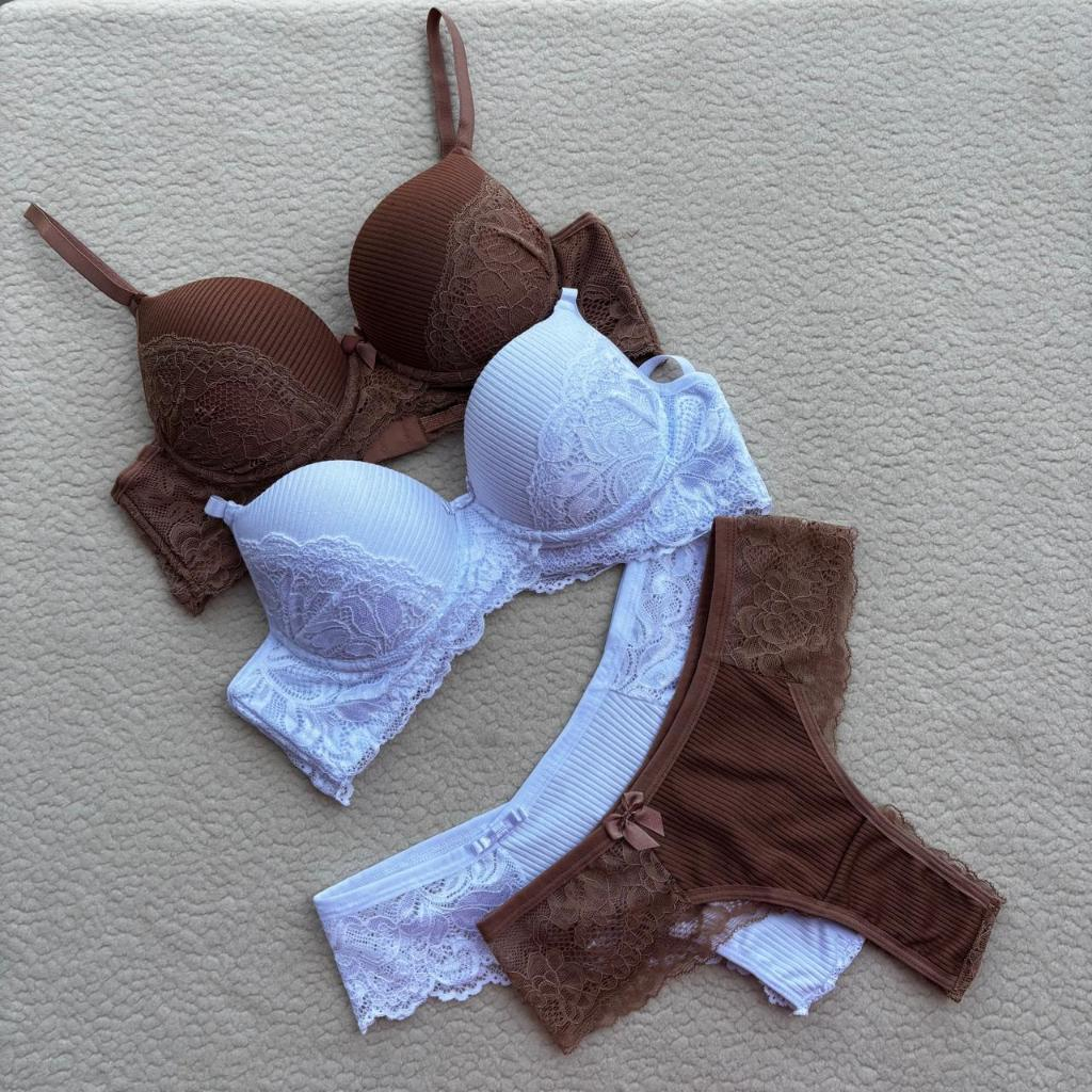 kit 2 Conjuntos De Renda  Alexia Com Bojo Sexy