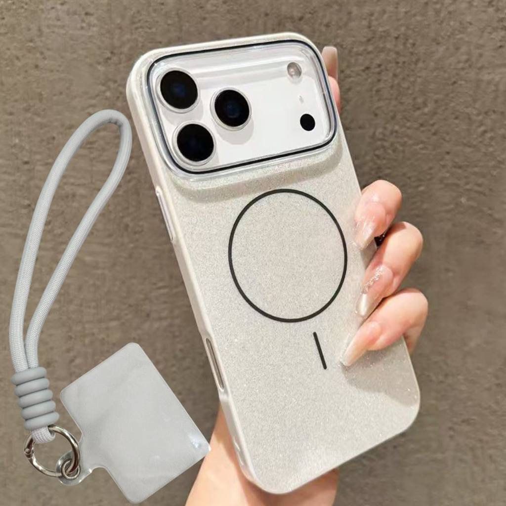 Capa para Celular Com Brilho Magsafe + Cordão Par
