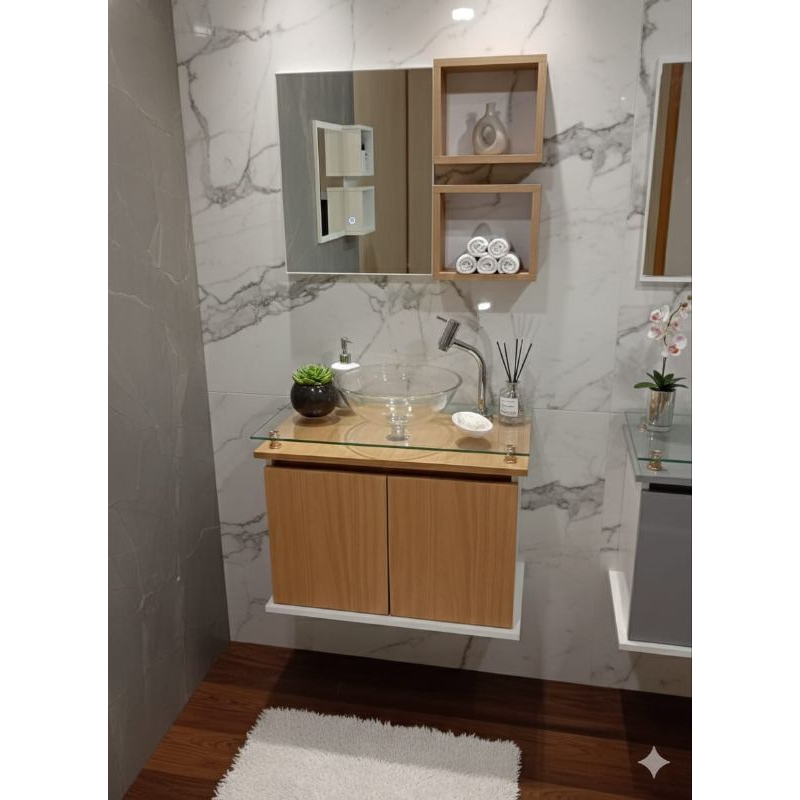 Kit COMPLETO Gabinete com Espelheira com Cuba de A