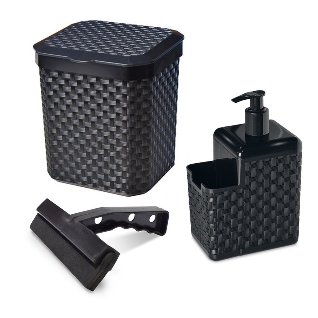 Kit Lixeira Pia 5 Litros + Porta Detergente Sabão