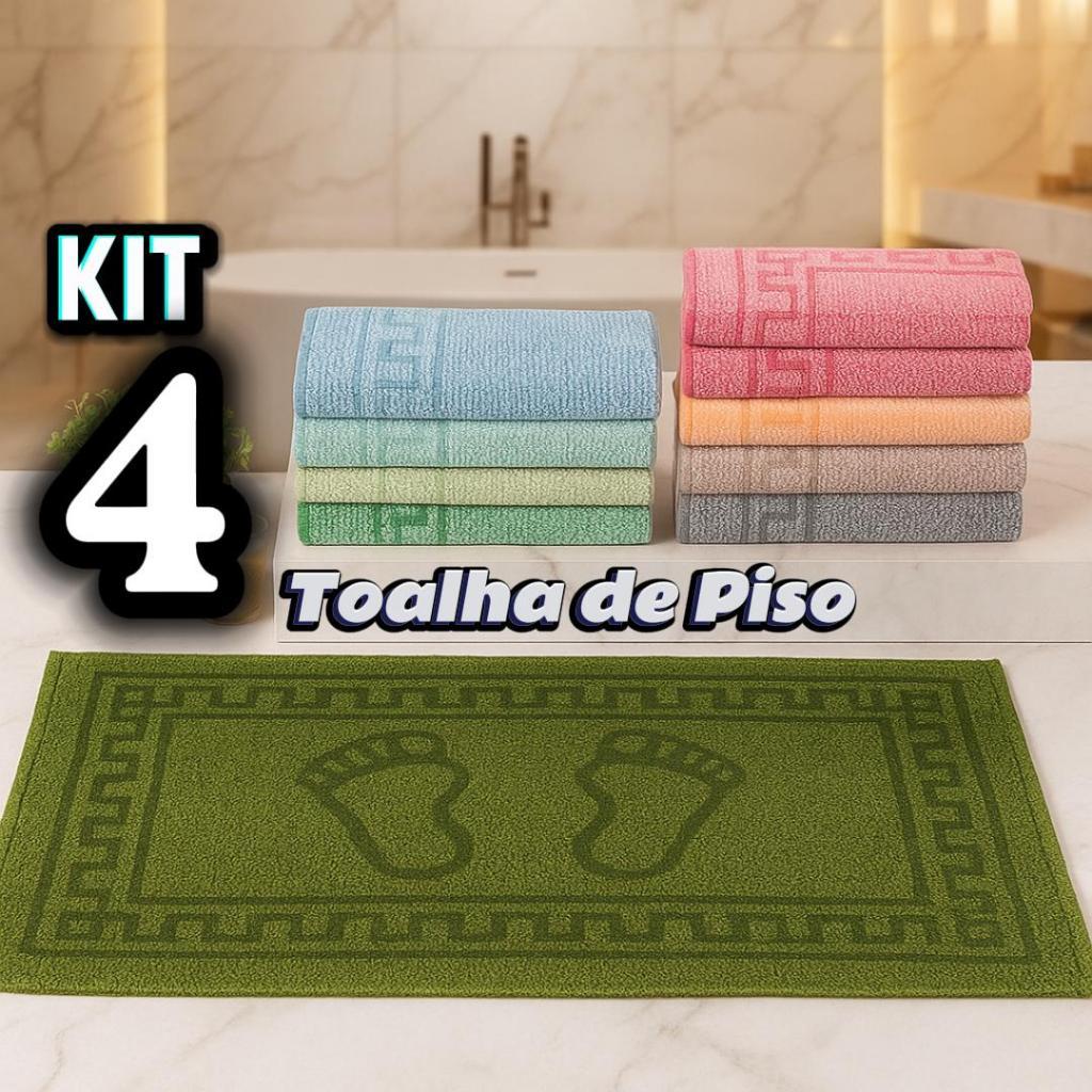 Kit 4 Toalha de Piso Tapete para Banheiro Luxo Med