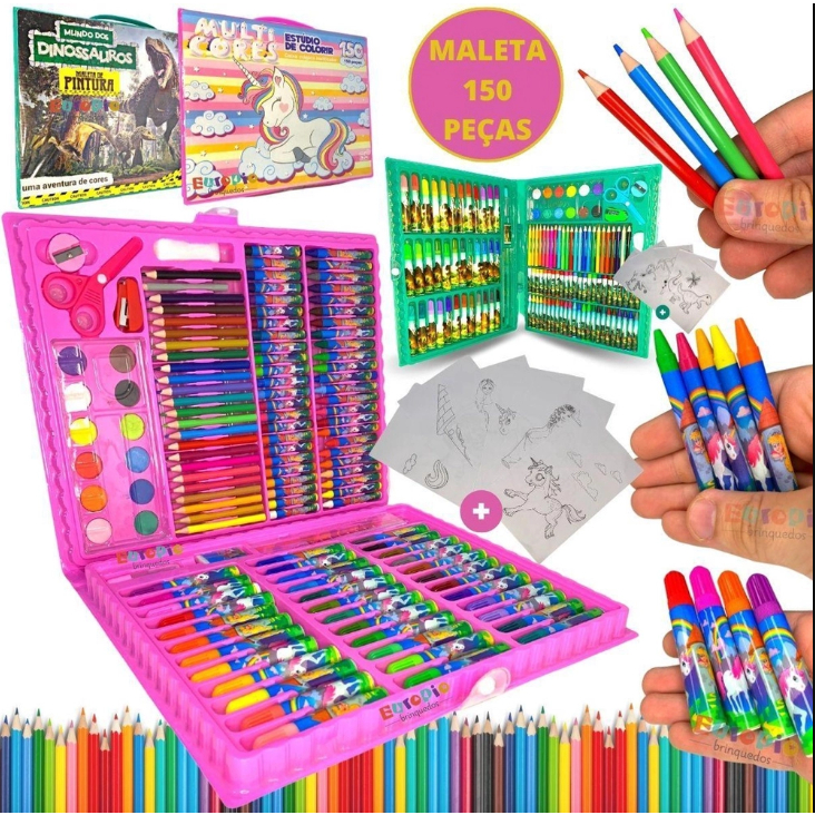 Maleta De Pintura Infantil Dino Color E Unicornio