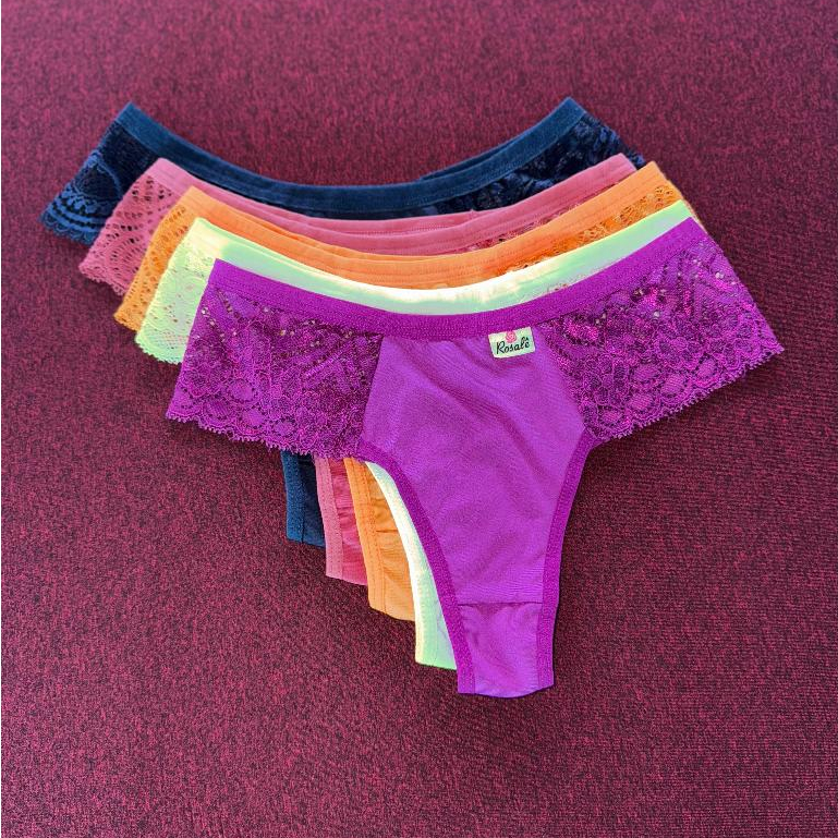 Rosalê Lingerie – Kit Tangas fio com renda 
