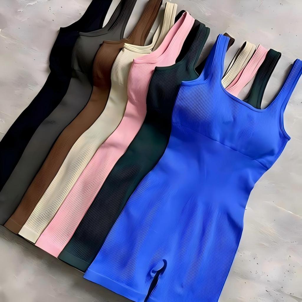 Conjunto Fitness Canelado Feminino, Macaquinho Fem