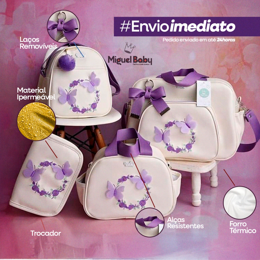 Kit bolsa Maternidade com Porta Cartão Vacina 3d 