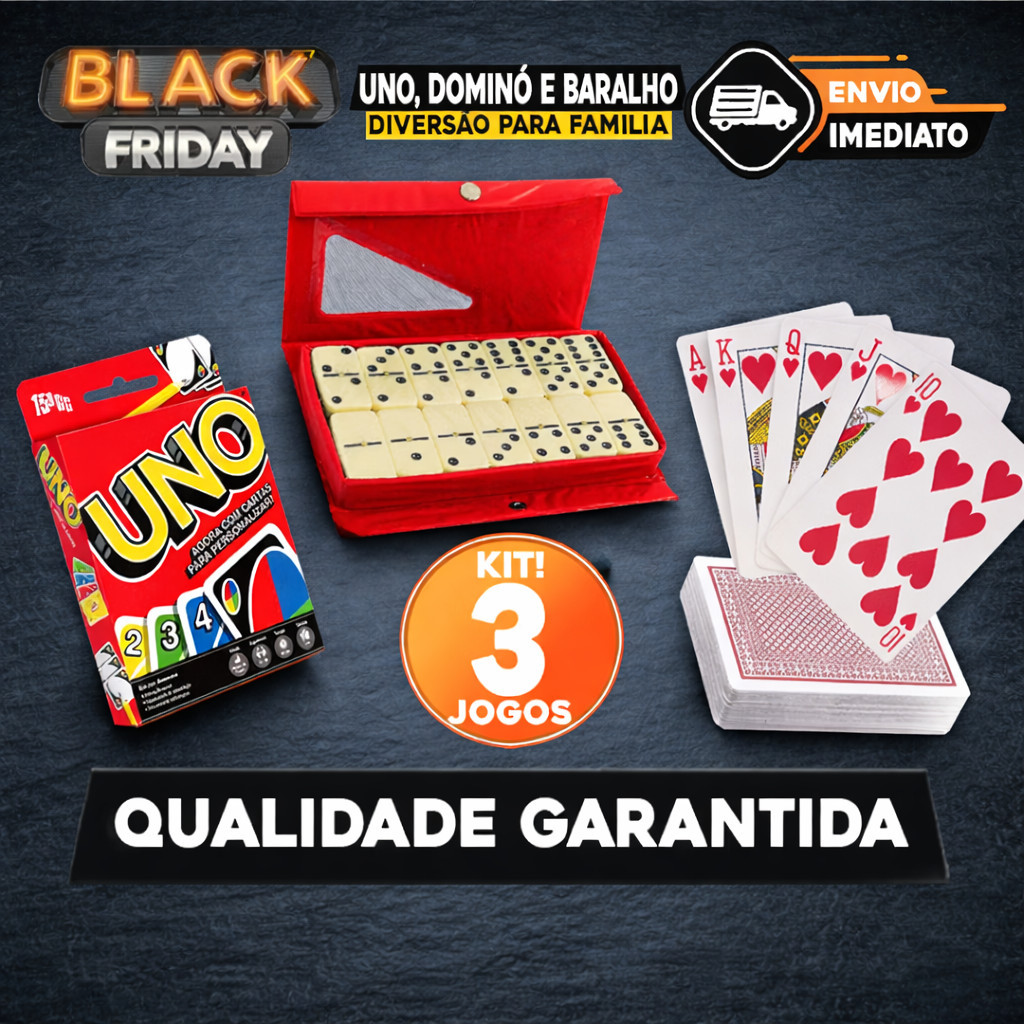 KIT 3 Jogos – UNO, Dominó e Baralho