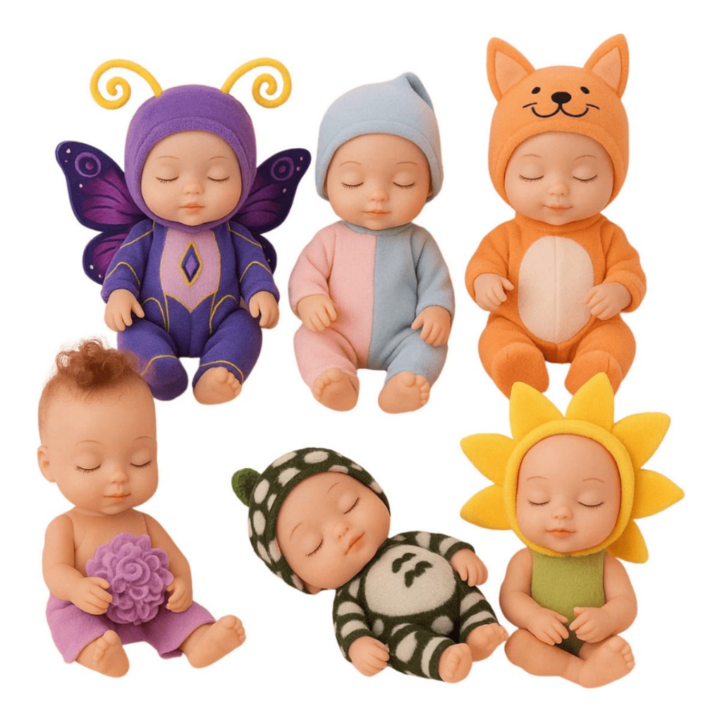 Mini Bonecas de Pijama Bebê Reborn Infantil Prese
