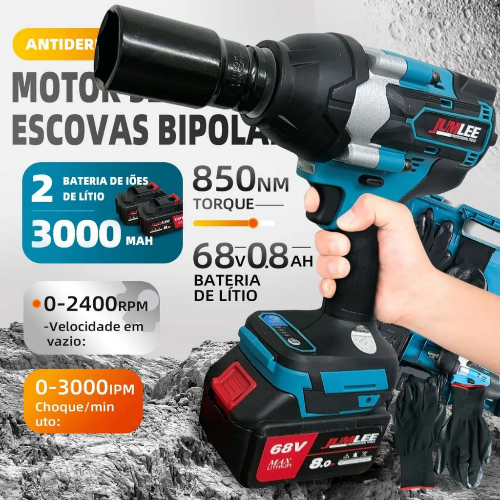 Chave de Impacto 68V 850Nm Brushless 2 Super Bater