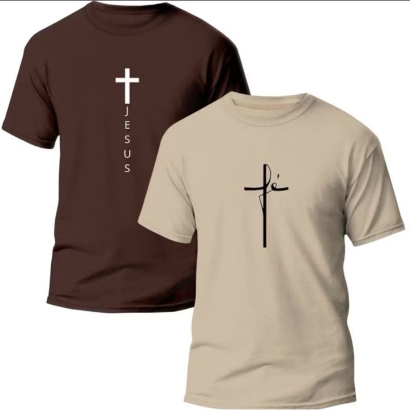 Kit 2 Camiseta Evangélica Fé 100%Algodão Básic