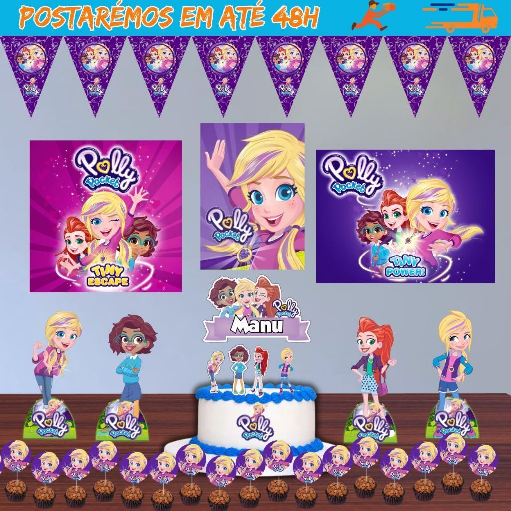Kit Festa Pronta Polly Pocket personalizado com no
