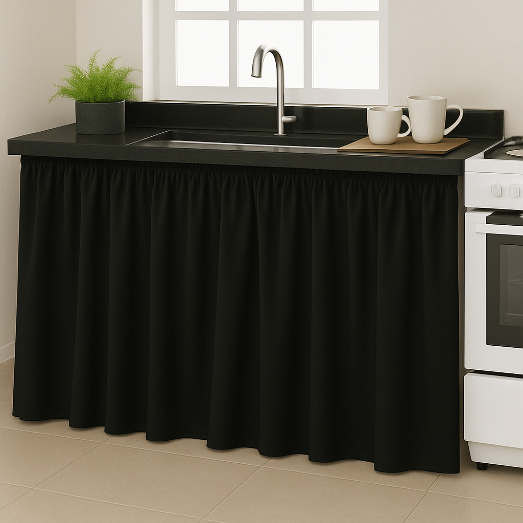 Cortina de Pia Elegante para Cozinha Balcão Tanqu