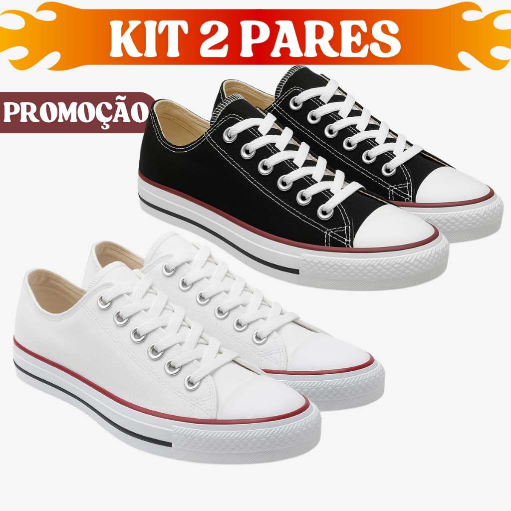 Kit 2 Pares Tênis Casual Feminino Leve Confortáv
