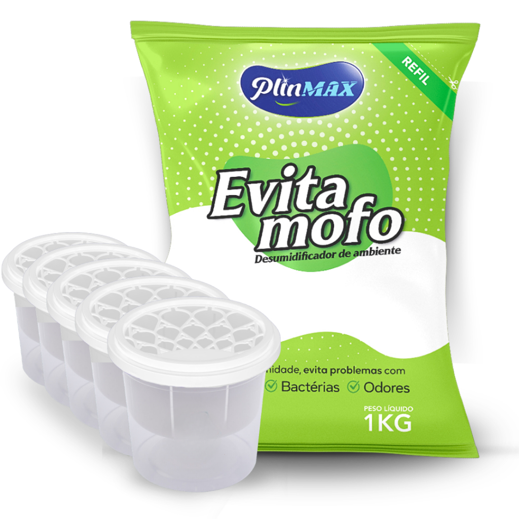 Evita mofo Antimofo em Bolinhas 1kg  + 5 Potes Des