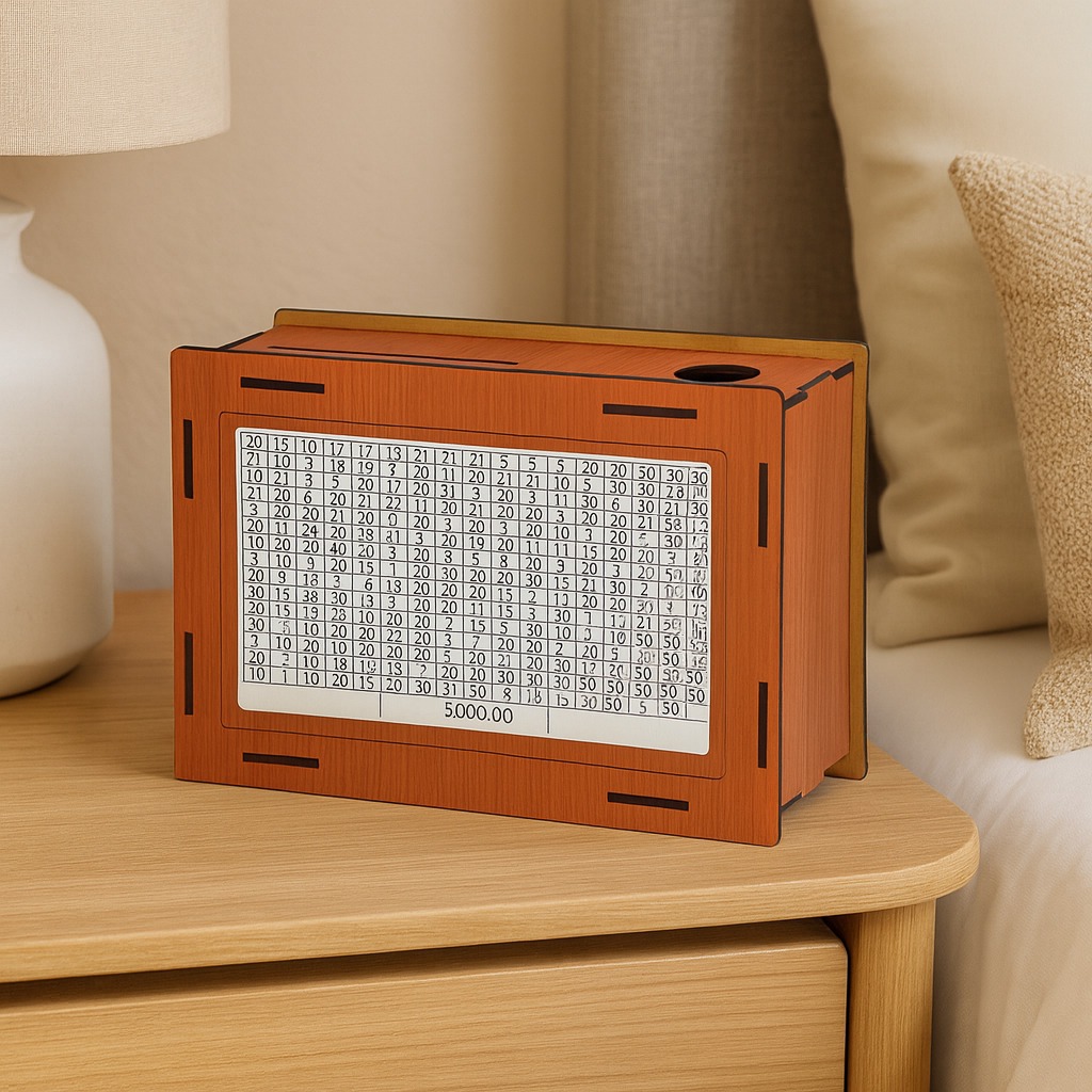 Cofre Desafio do Dinheiro MDF Caixa Cofrinho Meta 