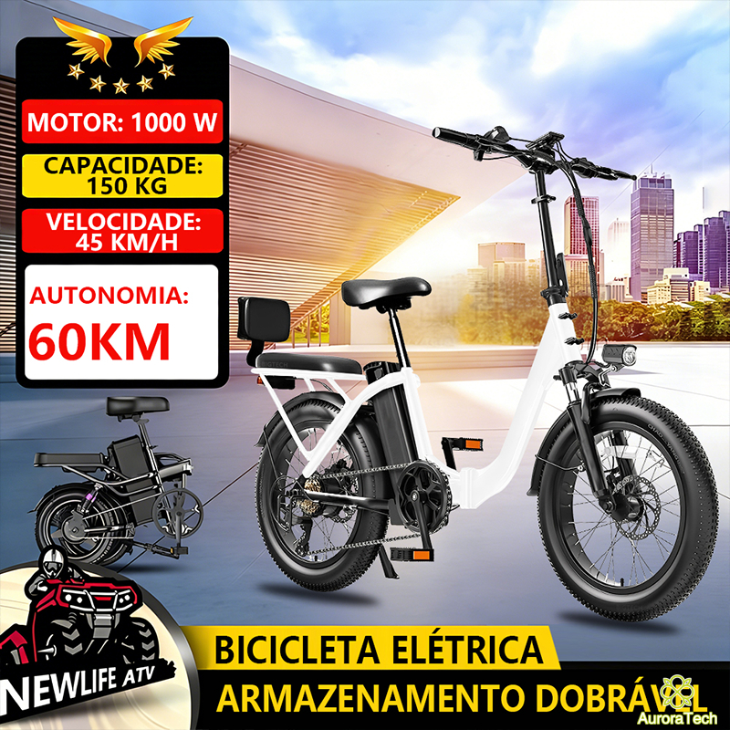 Bicicleta Elétrica Dobrável Para Adultos Com Ped