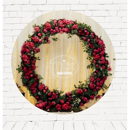 Painel redondo Sublimado Floral Natal 1,50M –