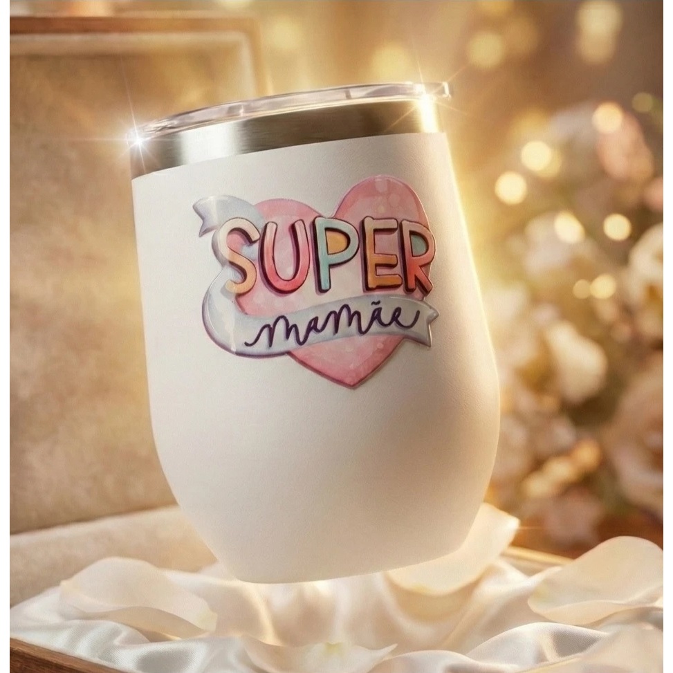 Presente Mãe Copo Térmico Arte DTF UV Super Mam�