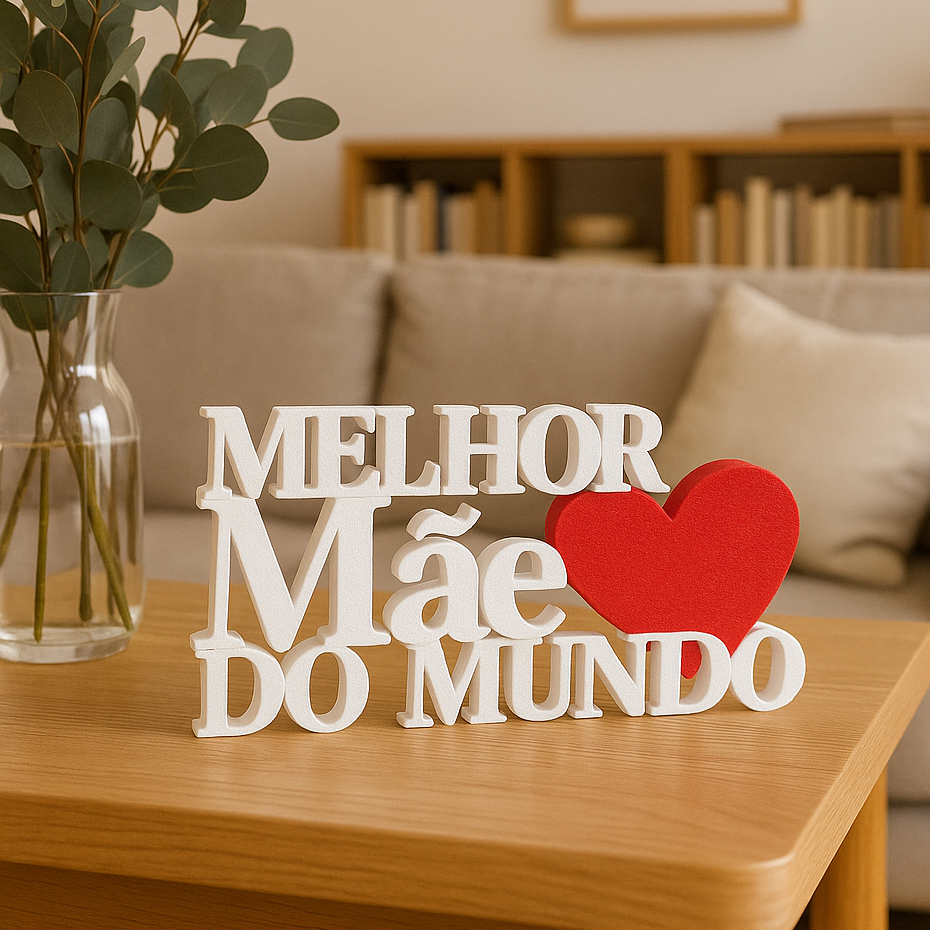 Decoração 3D Melhor Mãe do Mundo  Presente Mãe
