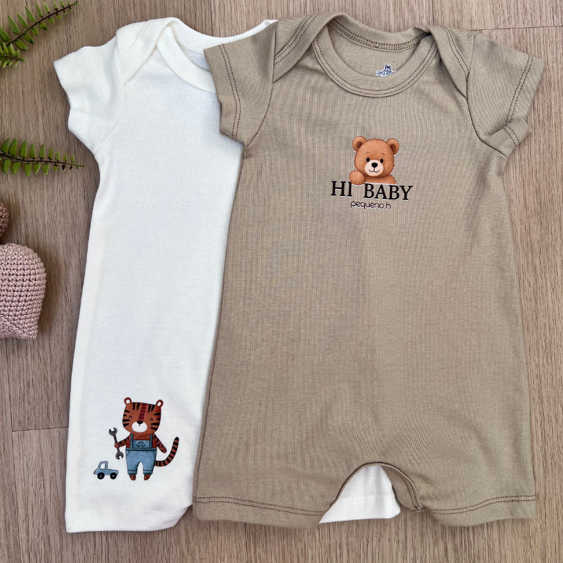 Romper Bebê Macacão Liso Estampa Bordada 100% Al