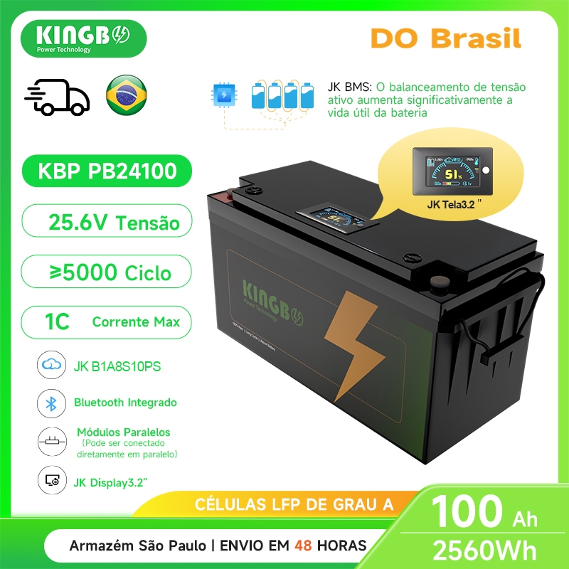 Kingbo Power 24V 100Ah Bateria Lifepo4 25.6V com B