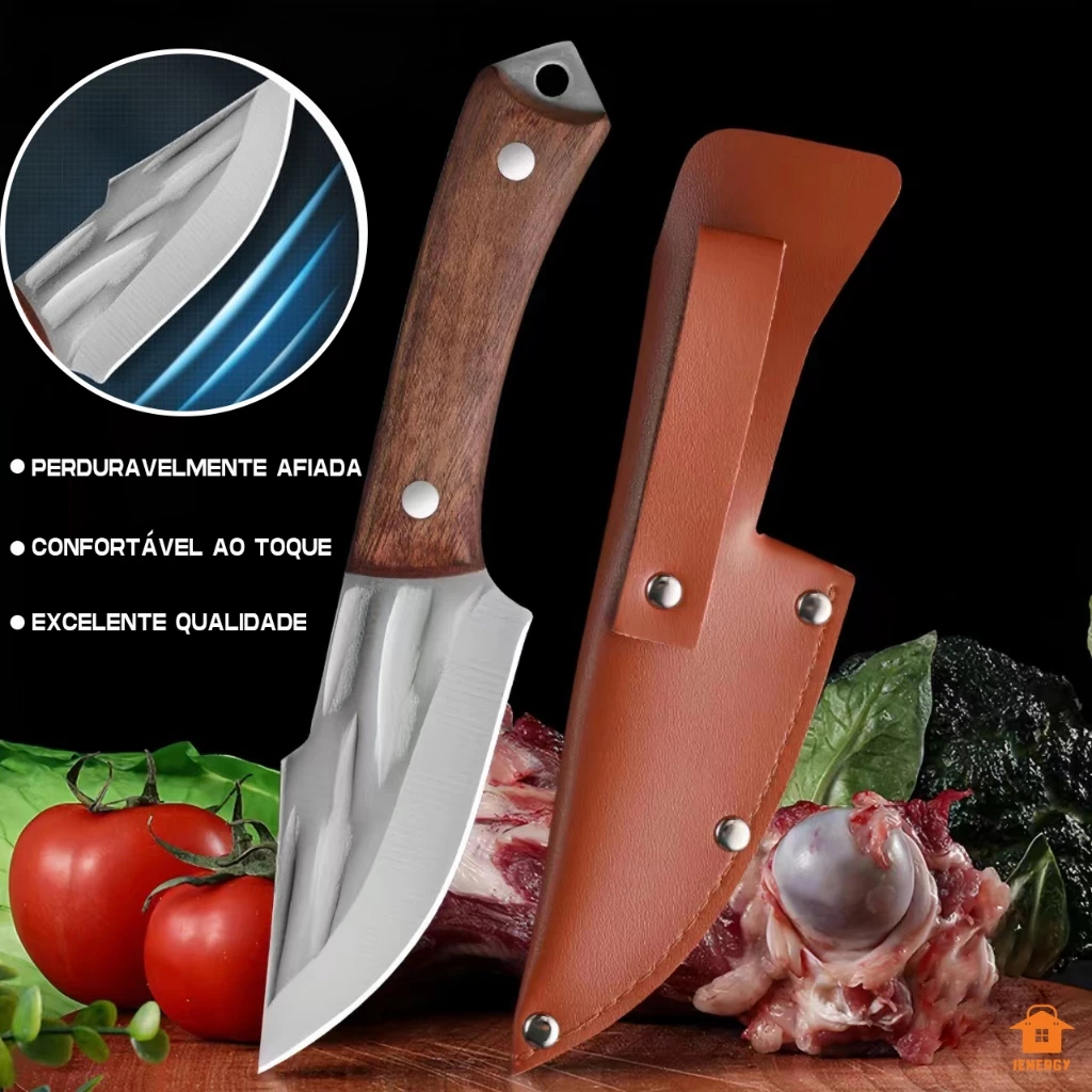 Faca Cutelo Forjado Artesanal Rustico Com Bainha C