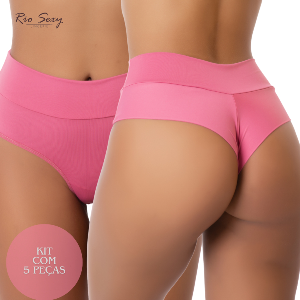 Kit 5 calcinha fio duplo cintura alta, não marca.