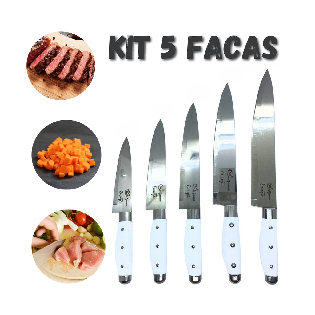Kit 5 Facas de Cortar Carne Master Chef Cozinha Ch