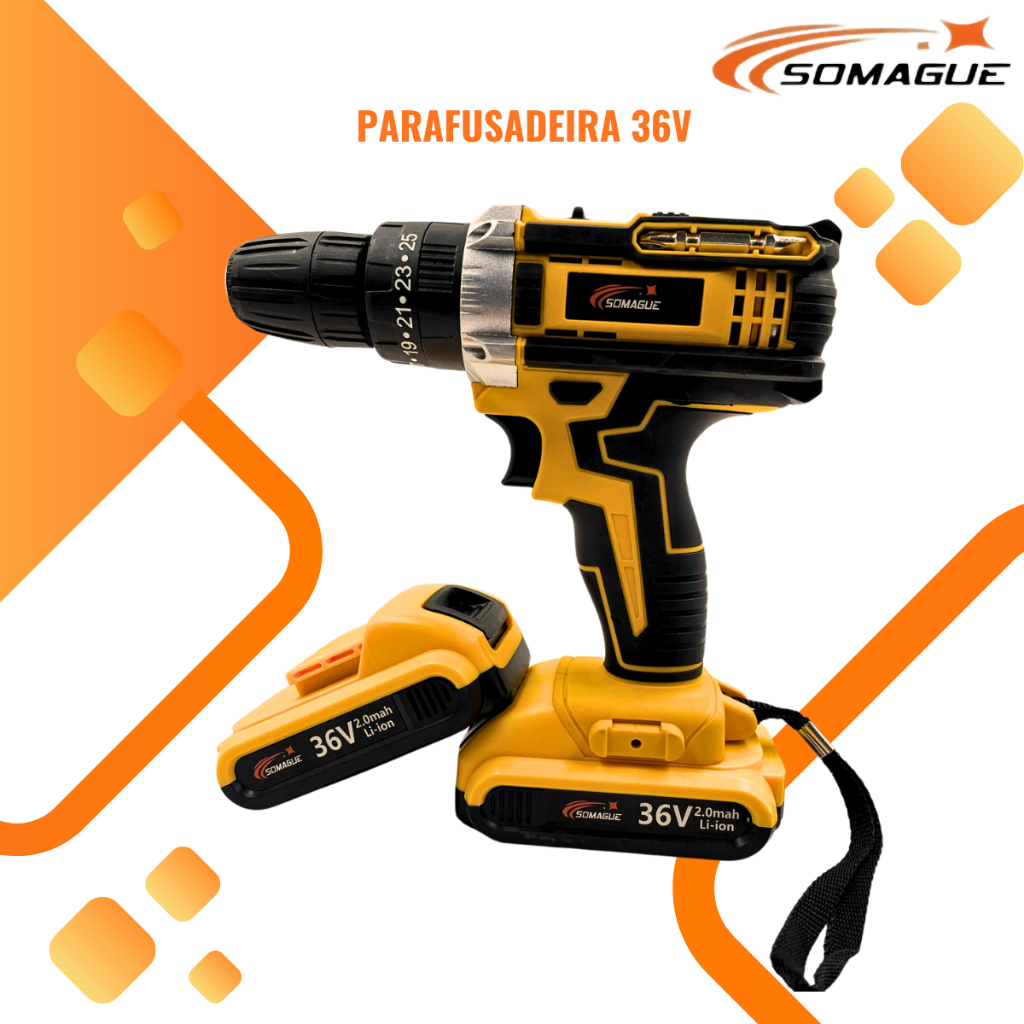 Kit Furadeira E Parafusadeira Sem Fio Maleta 36v 2