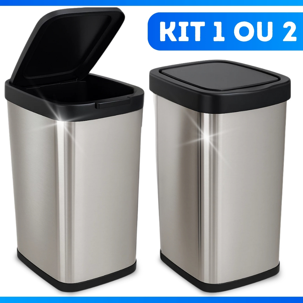 Lixeiras Cesto 09 Litros Inox Com Tampa Click Labe