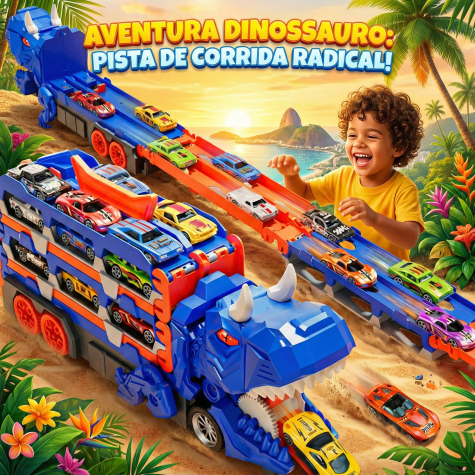 Caminhão Dinossauro Dino Engole Carrinhos Brinque