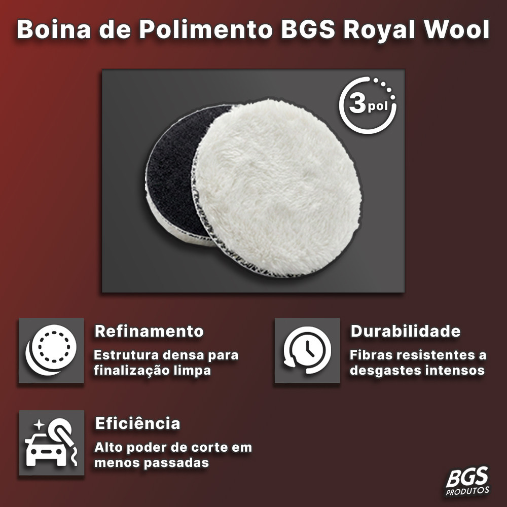 Kit 4x Boinas Polimento Lã Branca Tamanho 3 Poleg
