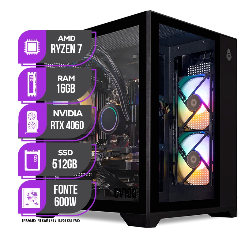 PC Gamer Mancer, AMD RYZEN 7 5700X, RTX 4060 TI 8G