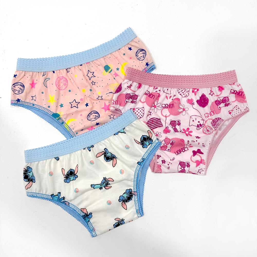 Kit 10 Calcinhas Íntimas Infantis Estampadas em A