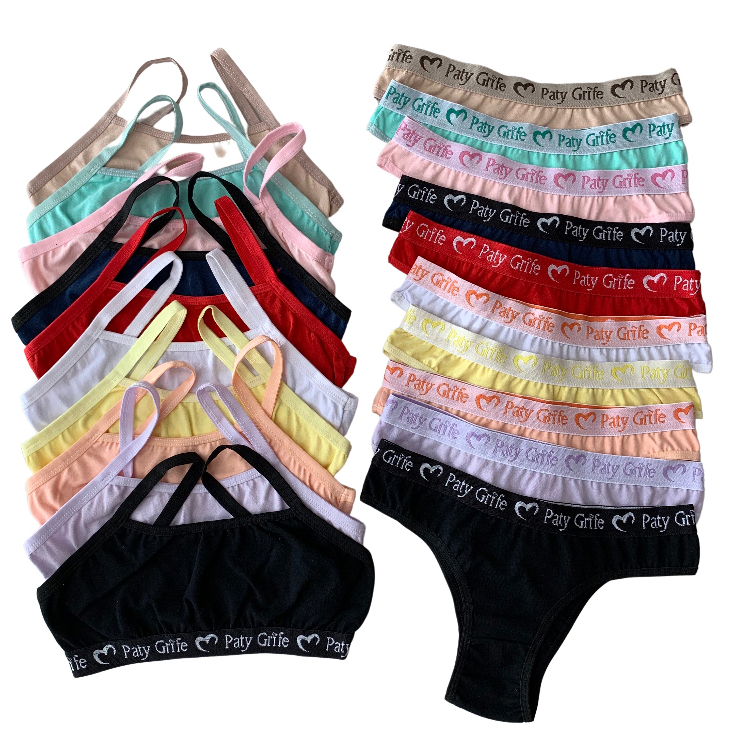 KIT Com 5 Conjuntos de Lingerie Sem Bojo Paty Grif