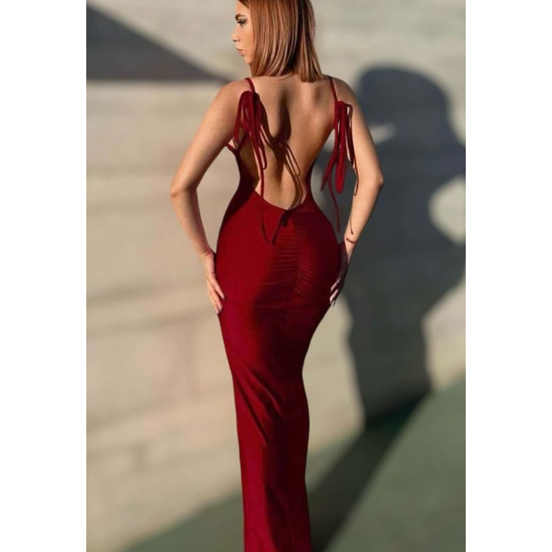 Vestido feminino longo gosta nua com amarraçao no