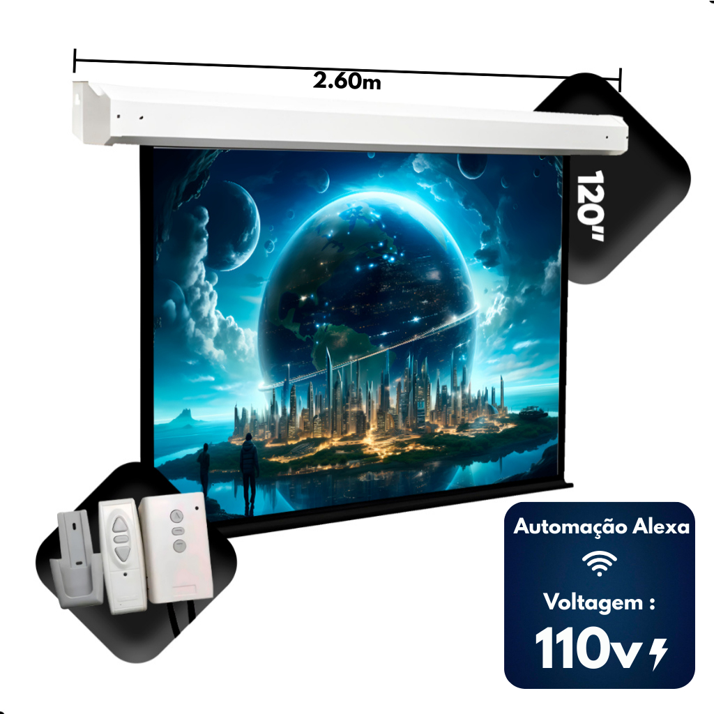 Tela De Projeção Elétrica 120 Polegadas 110v Re