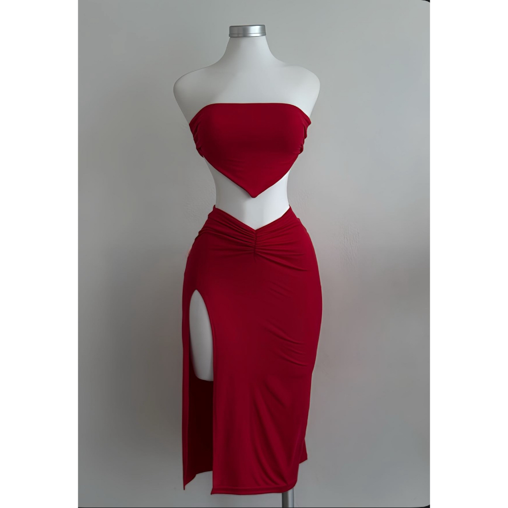 Conjunto Lana Saia Com Fenda Moda Gringa Suplex Pr