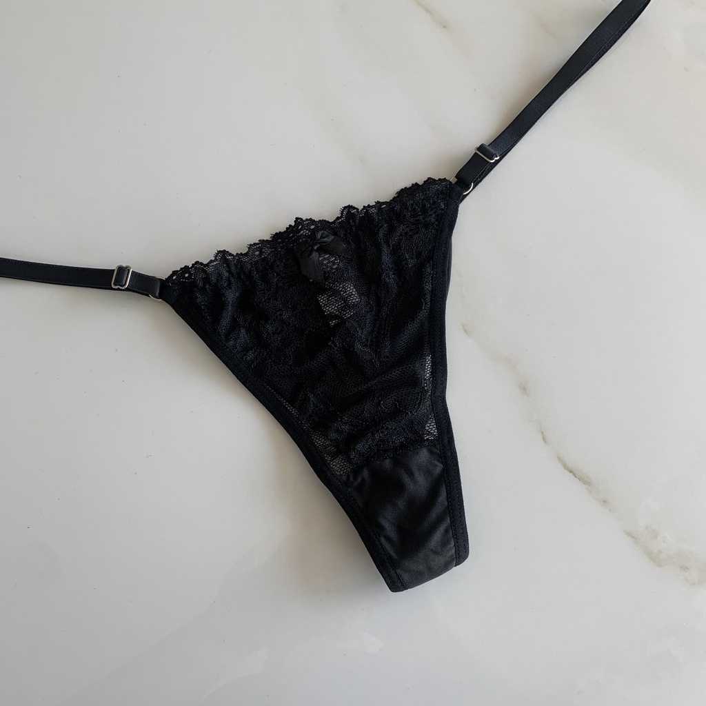 Calcinha Plus Size Sexy Fio Duplo Tanga em Renda