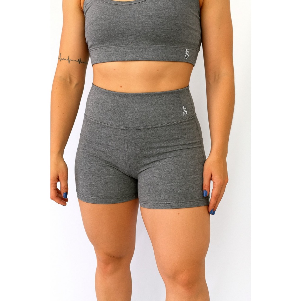 Conjunto Feminino Top + Shorts de Cintura Alta Cor