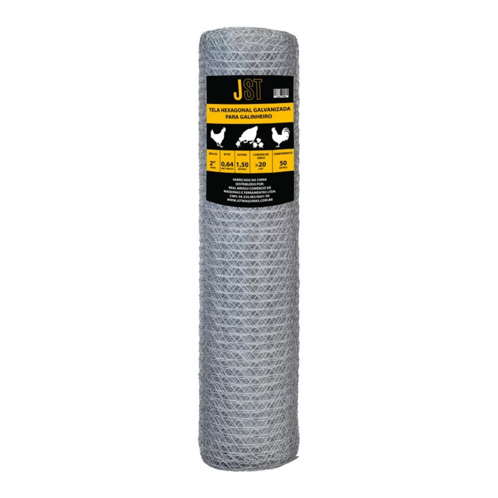 Tela Galinheiro Galvanizada JST 1,50x50m Fio 23 Ma