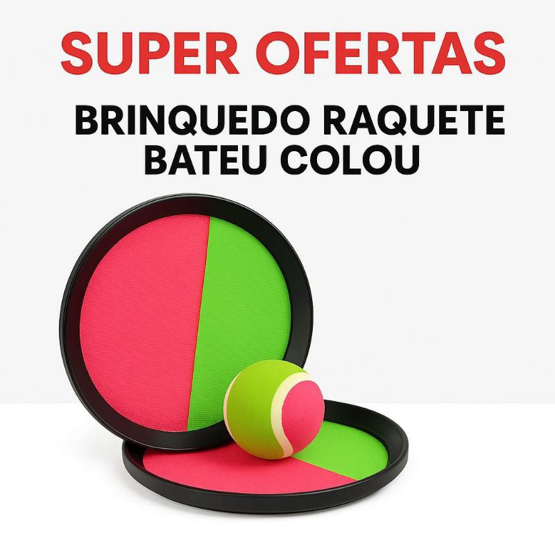 Brinquedo Raquete Bateu Colou – Kit com 2 ra