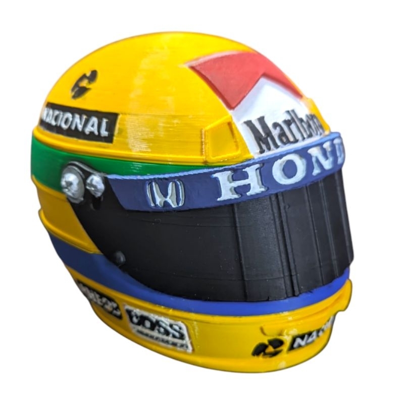 Capacete Ayrton Senna 11cm decorativo impressão 3