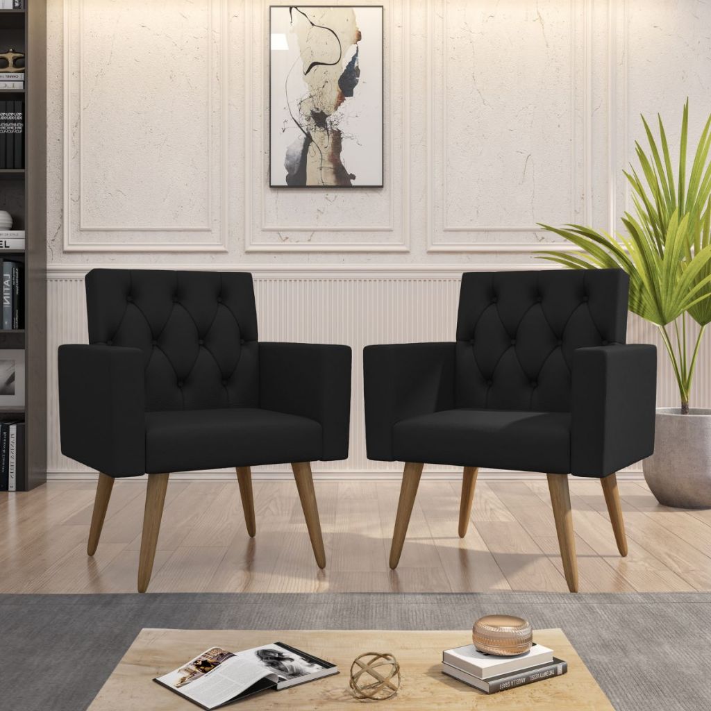 Kit 2 Poltronas para Sala Escritório Recepção S